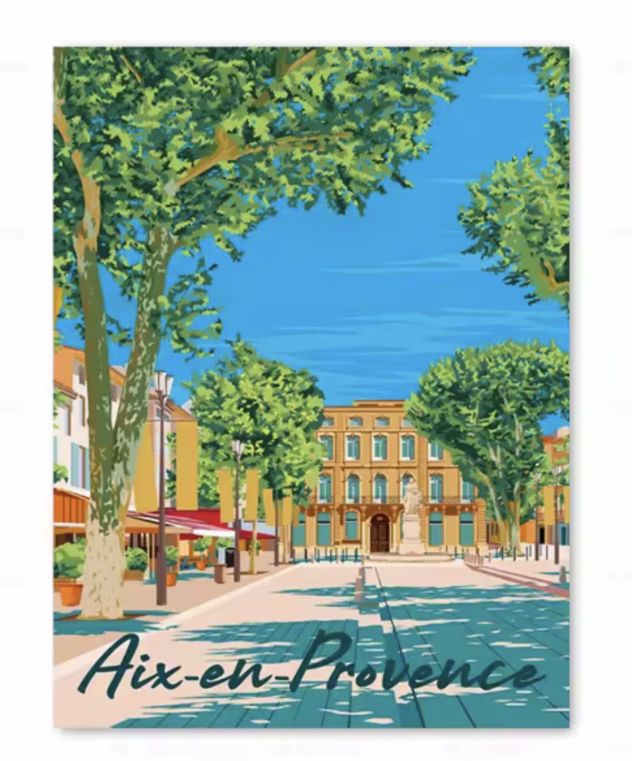 affiche aix en provence vintage deco murale sud france