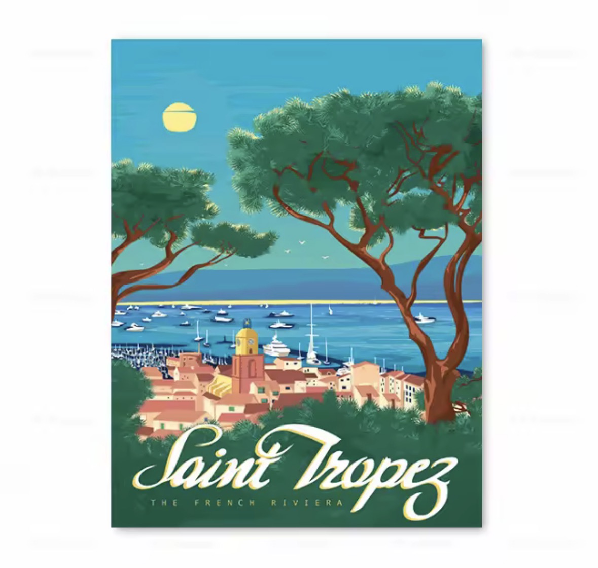 poster saint tropez vintage deco murale mediterranee