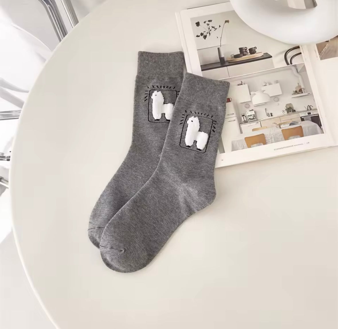 Chaussettes alpaga en coton mélangé, douceur et maintien optimal
