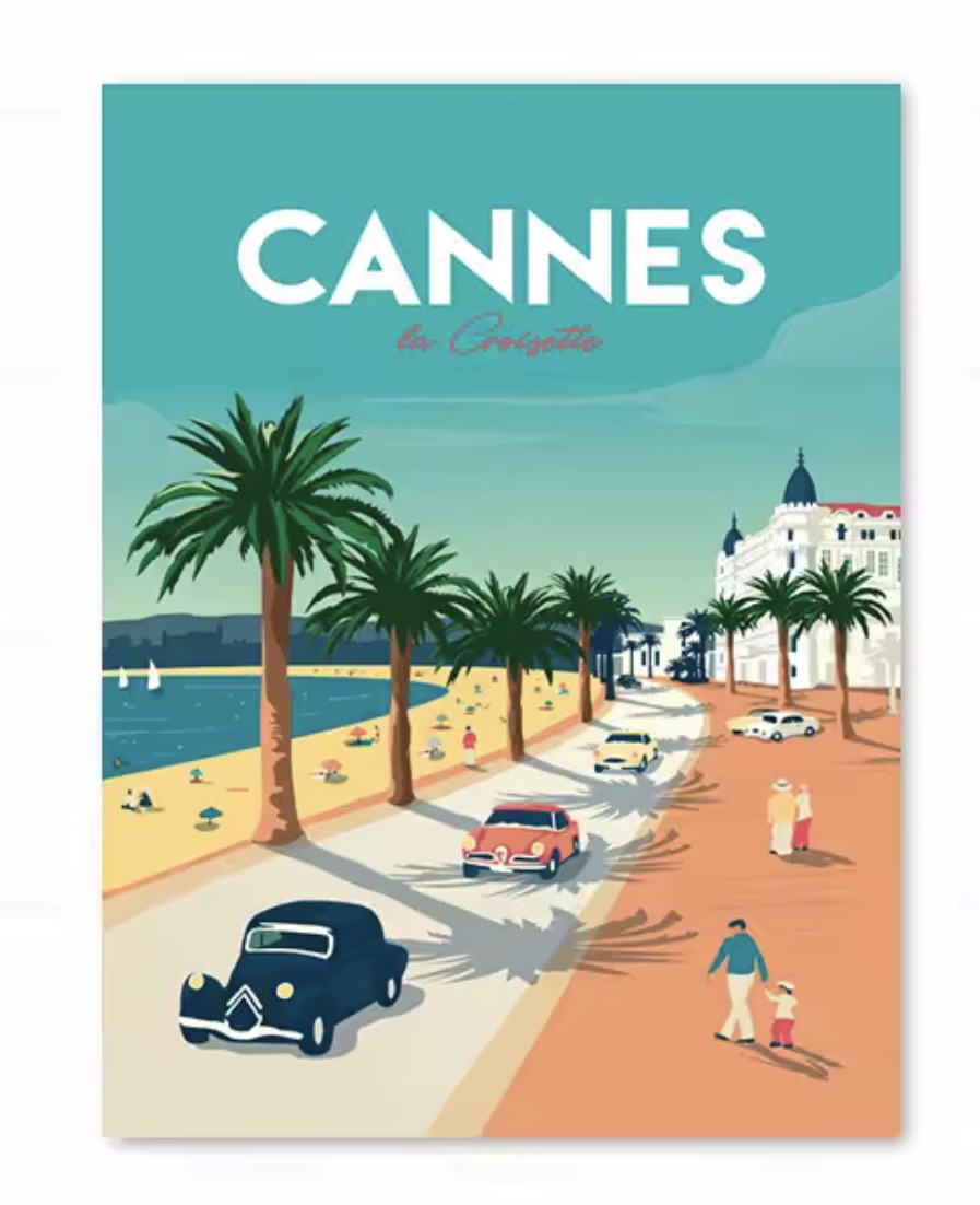 affiche cannes vintage cote d azur décoration murale chic