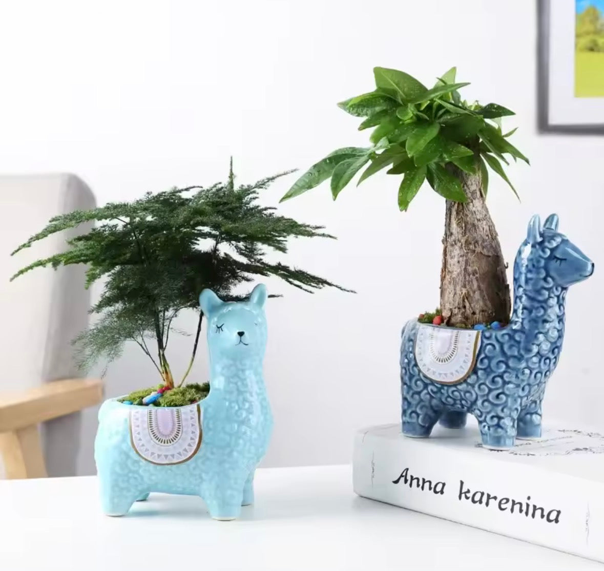 Pot décoratif alpaga en céramique pour plante d’intérieur
