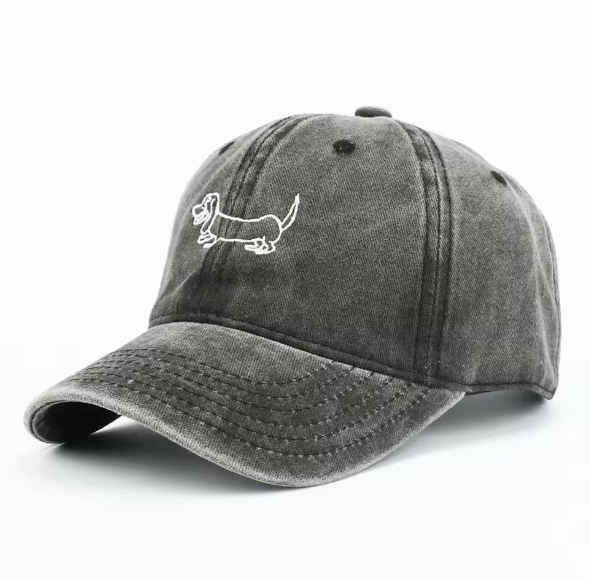 Casquette Teckel grise brodée look vintage authentique taille réglable