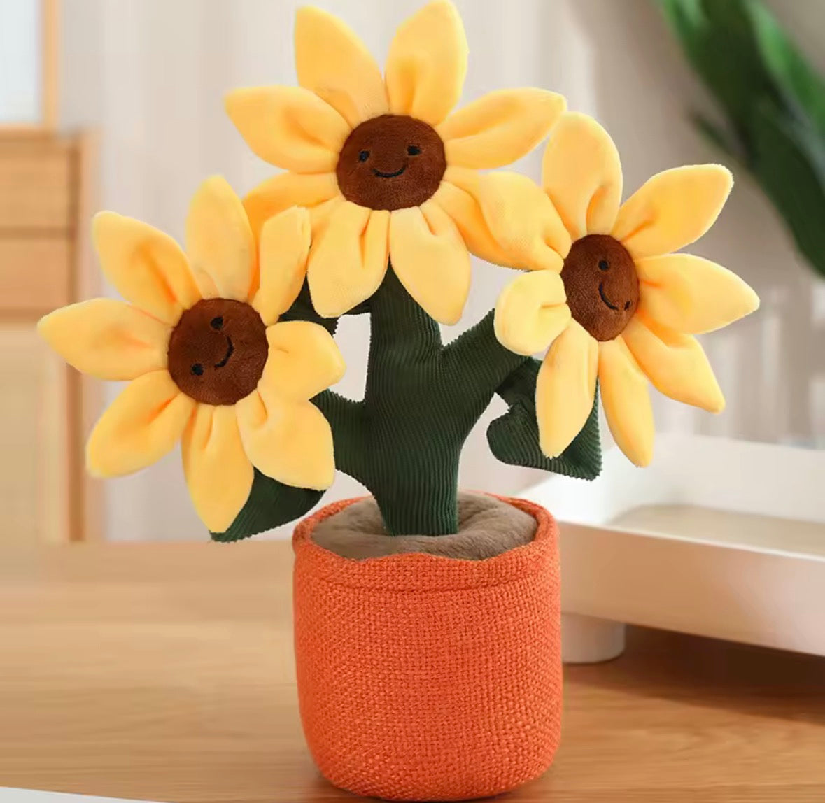 Bouquet Tournesols Sourire – Décoration en peluche 32 cm