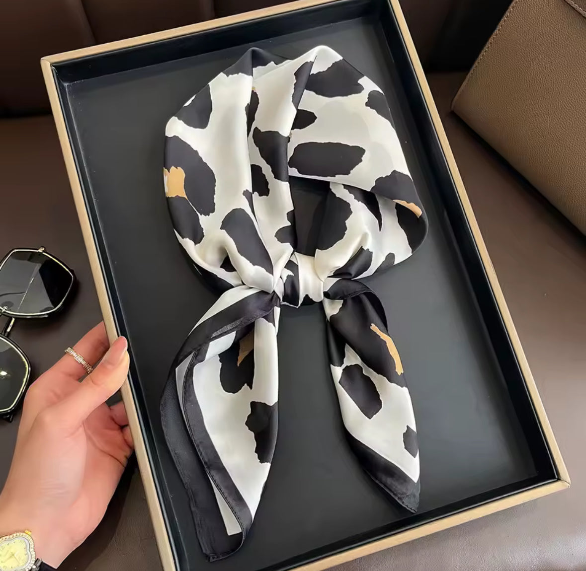 Foulard Carré Femme à Imprimé Léopard