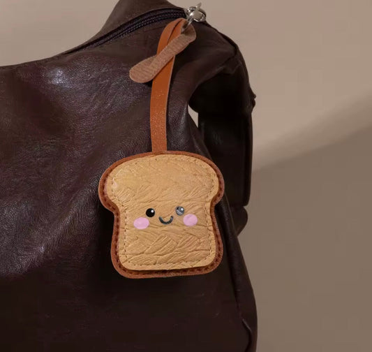 Porte-clés toast en cuir PU au design ludique et original