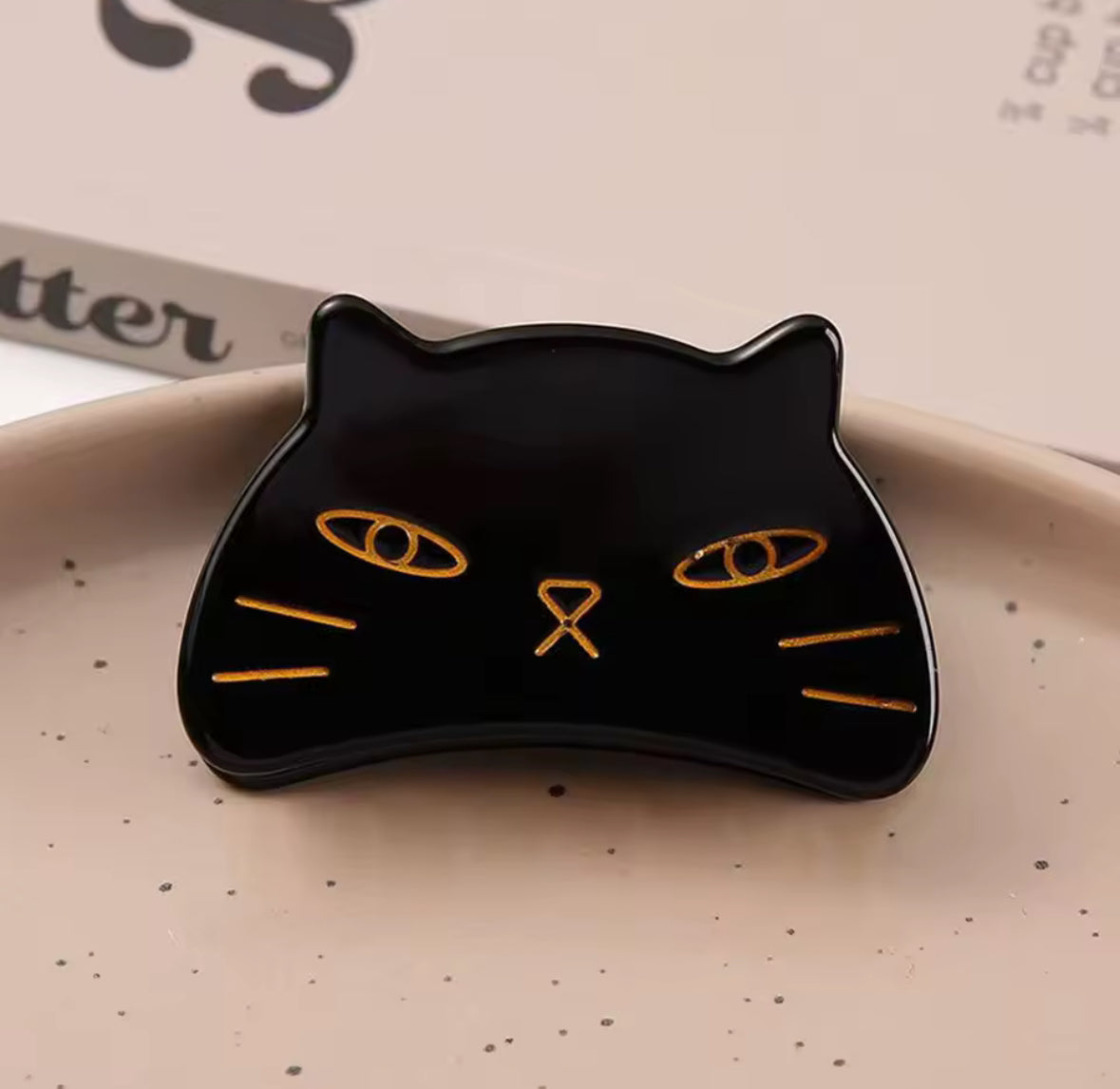 Pince à Cheveux Chat noir en acétate – Maison Pamplune