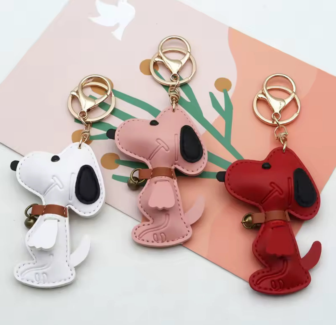 Porte-clés Snoopy en similicuir mignon et résistant