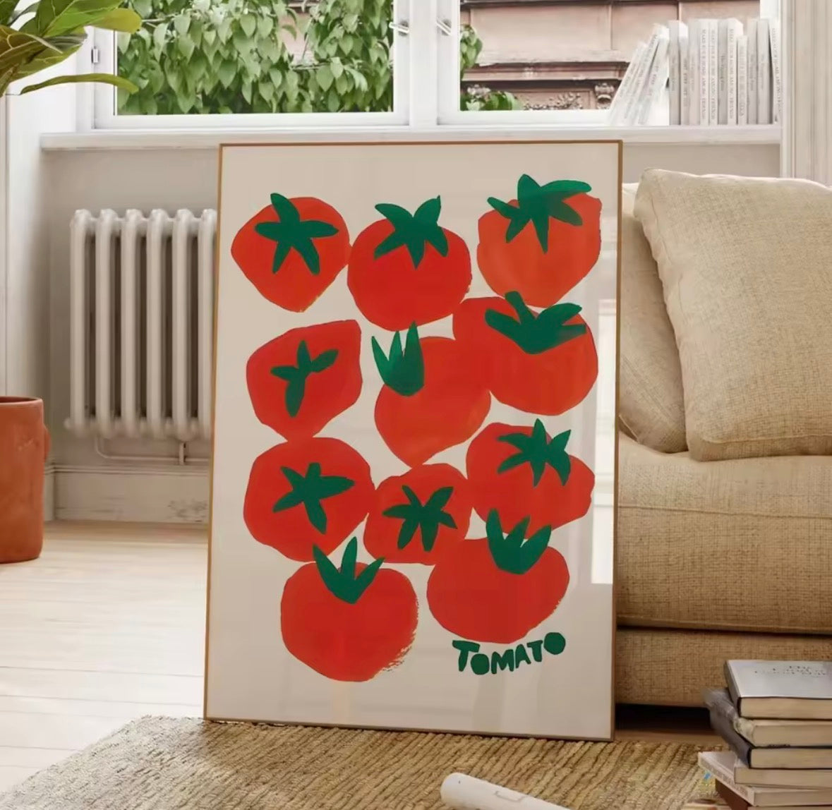 Poster mural tomate déco cuisine colorée style vintage