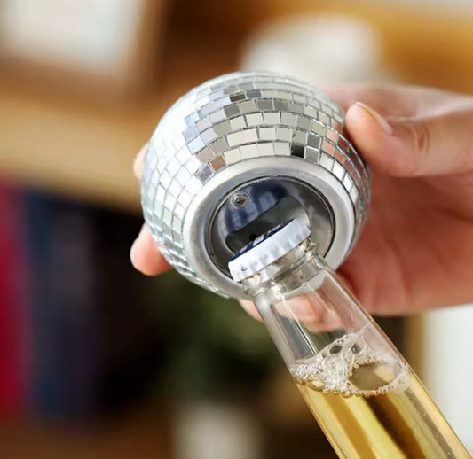 Décapsuleur Disco Maison Pamplune – ouvre-bouteille design boule à facettes argentée pour apéro festif