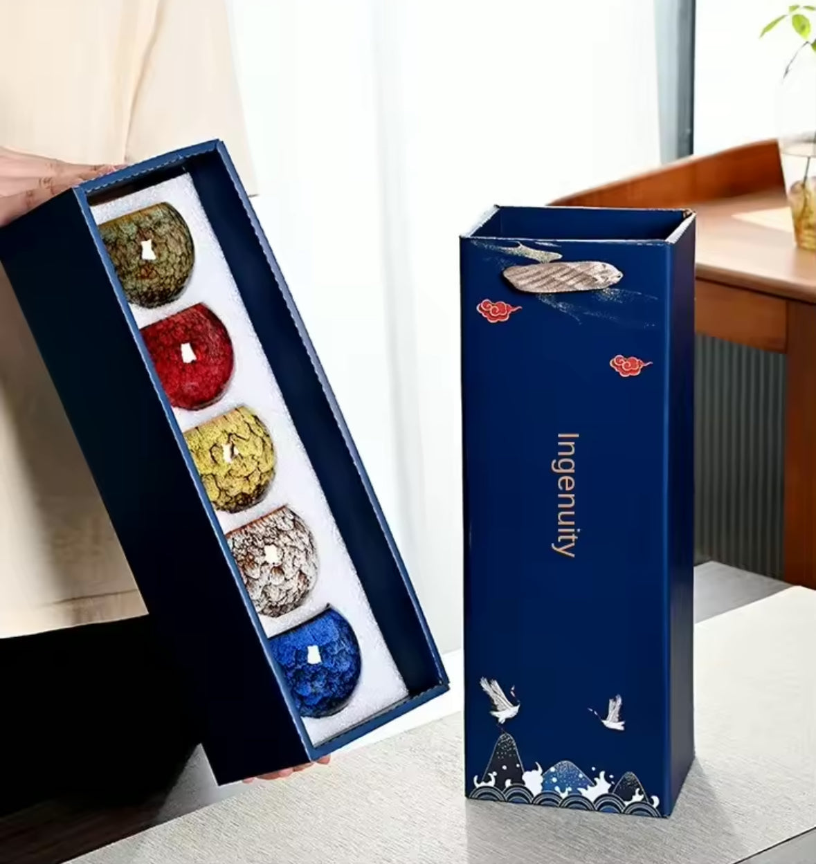 Coffret 5 tasses à Thé, Objets de collection pour passionnés de thé
