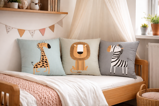 housses de coussin animaux jungle décoration intérieure safari tendance