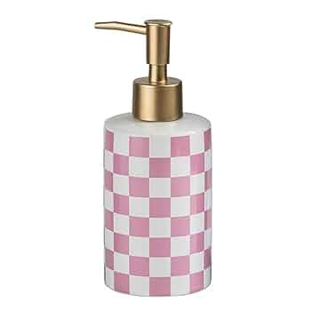 Distributeur de savon rechargeable en céramique damier chic