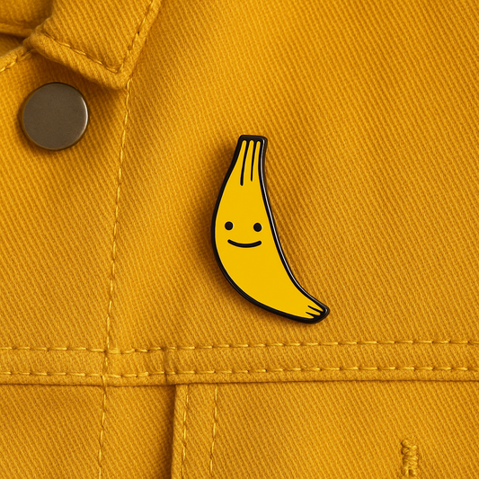 Broche banane smiley jaune – Accessoire mode fun et coloré Maison Pamplune