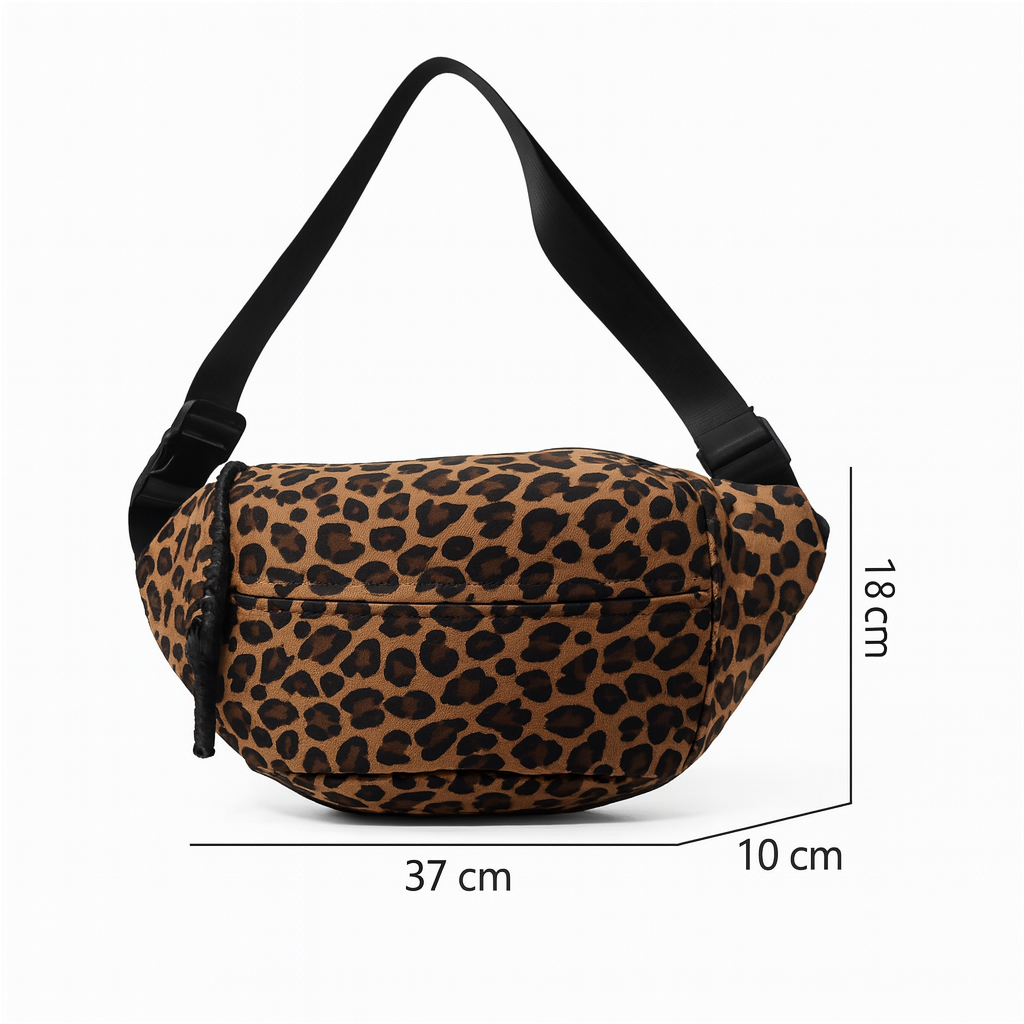 Sac banane léopard en tissu résistant – accessoire fashion incontournable