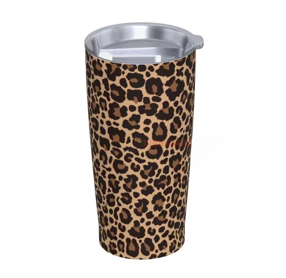 Mug isotherme Thermos Léopard marron avec couvercle transparent anti-fuite