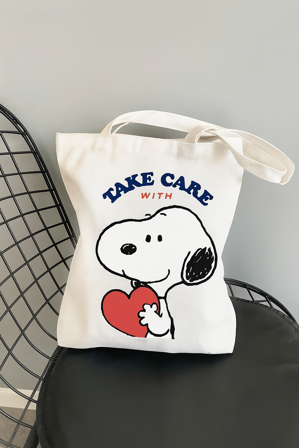 Cabas Snoopy ballon cœur – Tote bag Peanuts en toile coton