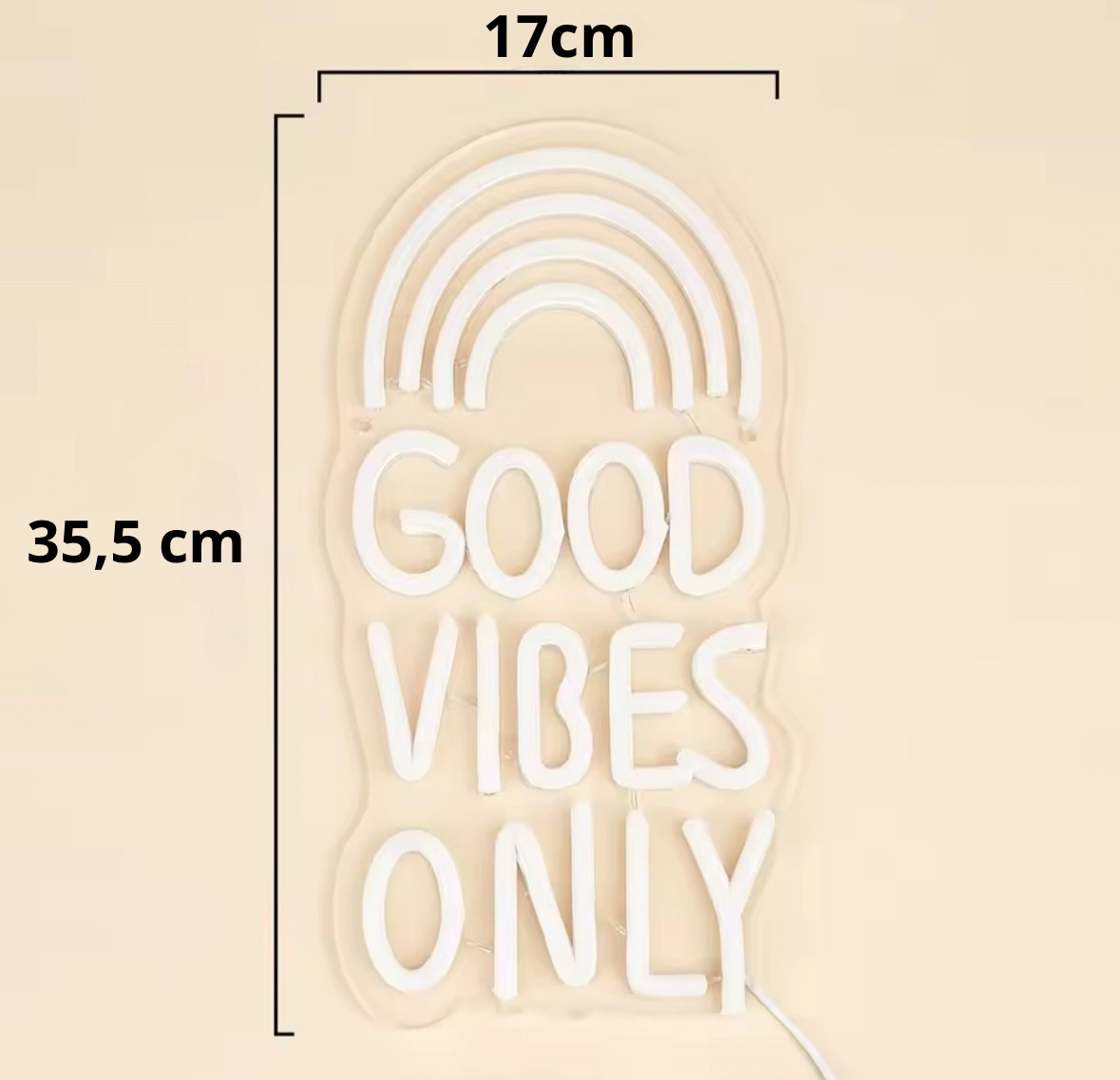 Lampe néon murale arc-en-ciel design moderne Good Vibes Only