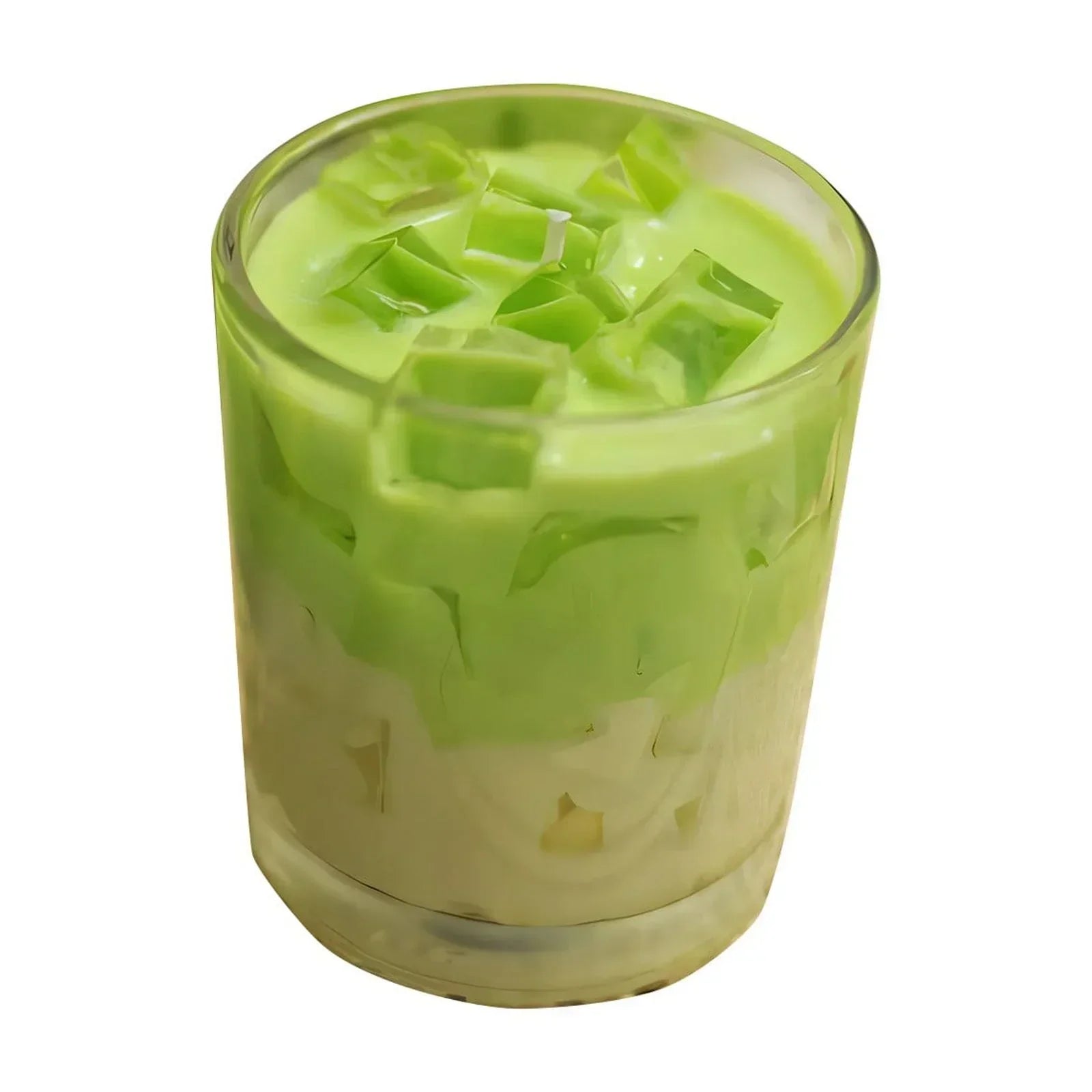 Bougie réaliste Matcha Latte dans son coffret cadeau, bougie naturelle coulée à la main, parfaite pour la décoration et les amateurs de matcha.