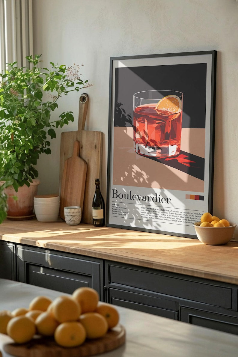 Affiche cocktail design en situation – Décoration murale dans un intérieur moderne