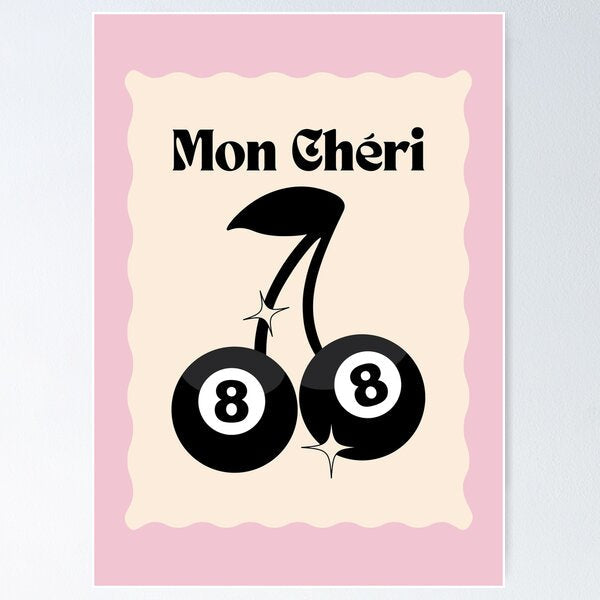 Poster Mon Chéri décoration murale cerises noires modernes