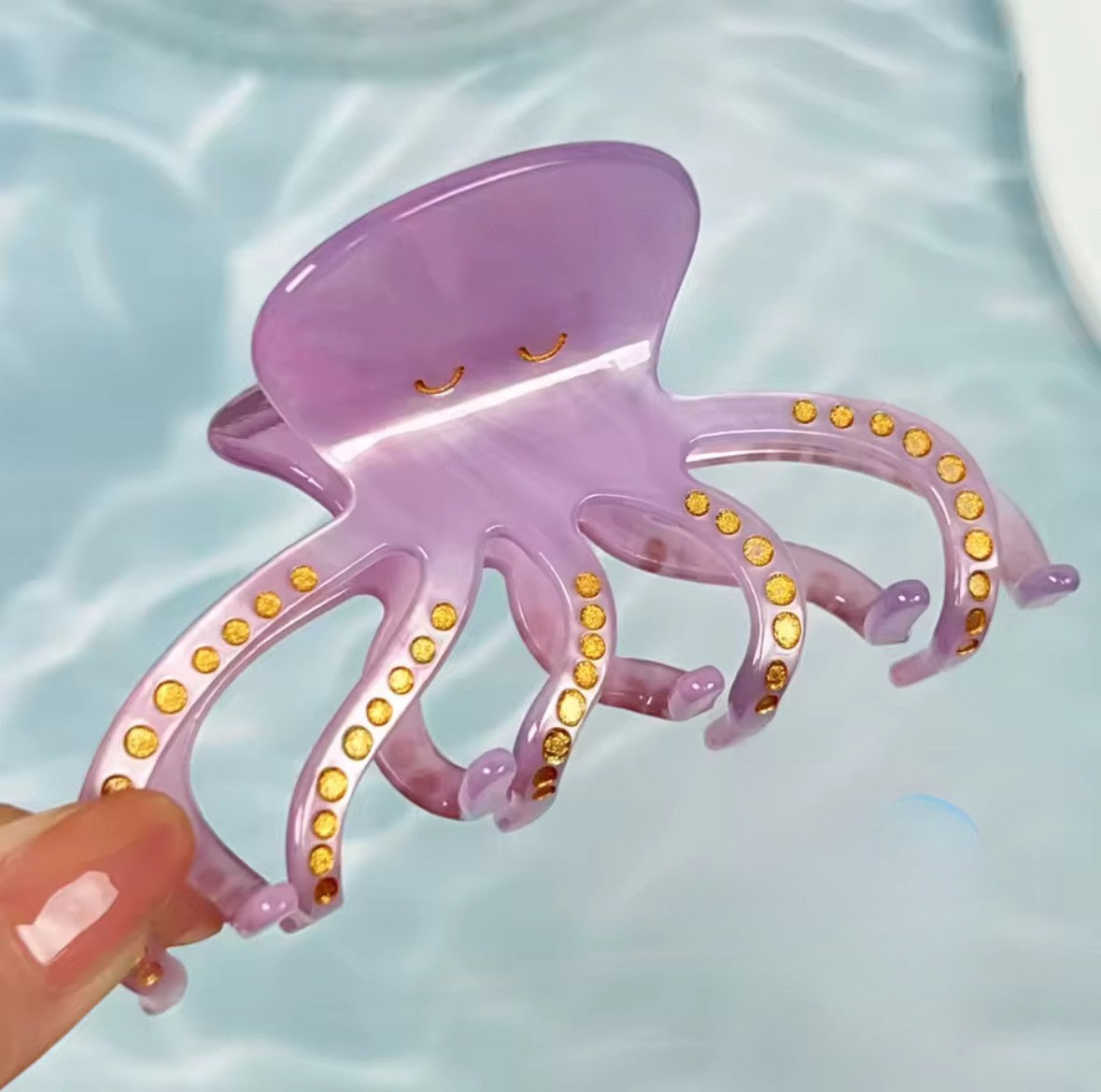 Pince cheveux fantaisie violette à motif marin