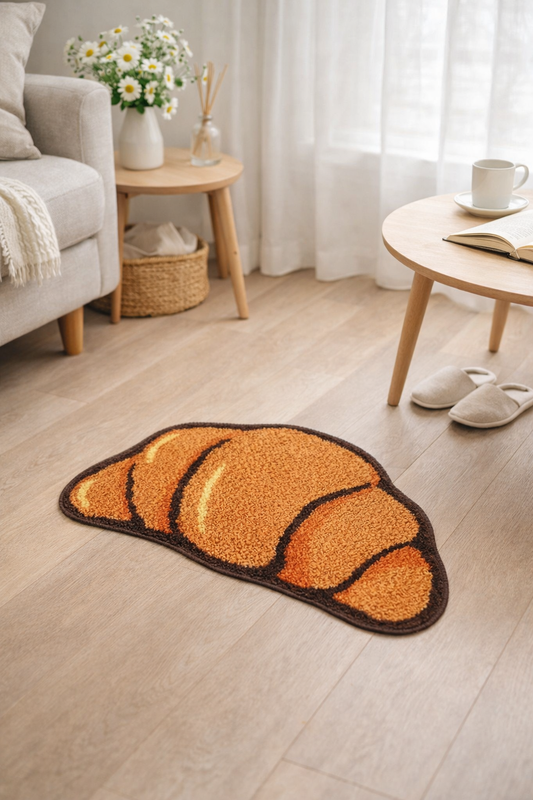 Tapis croissant moelleux antidérapant, tapis déco original en forme de croissant pour salon chambre et entrée