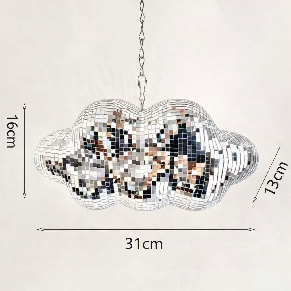 Luminaire Nuage Disco effet miroir, pièce décorative tendance pour salon moderne