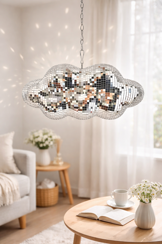 Nuage Disco suspension miroir en forme de nuage, luminaire design moderne effet mosaïque