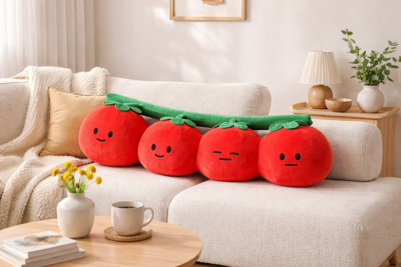 coussin tomates 60 cm décoration intérieure originale et colorée