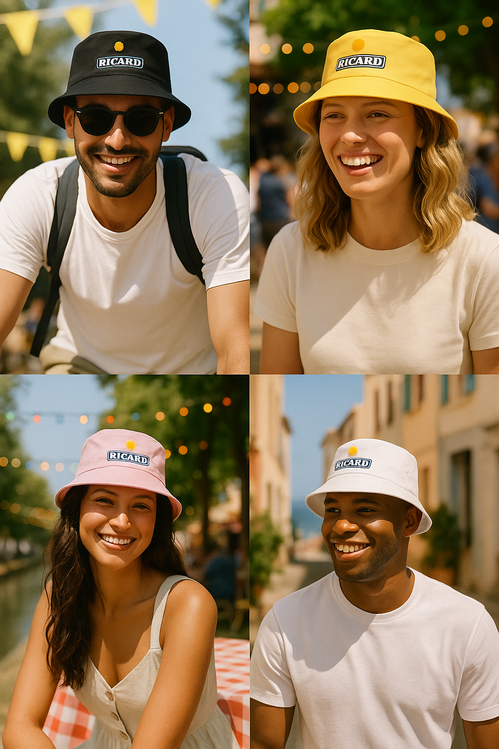 Bob iconique Ricard en terrasse – Chapeau d’été vintage pour apéro au soleil