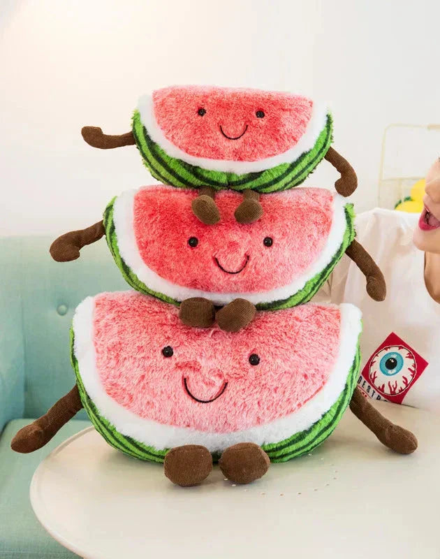 Peluche pastèque ultra-douce – Jouet moelleux et réaliste pour enfants