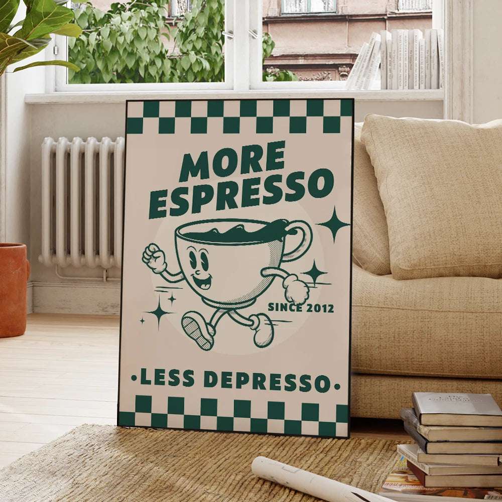 Affiche murale coffee shop – Citation humoristique parfaite pour un coin café