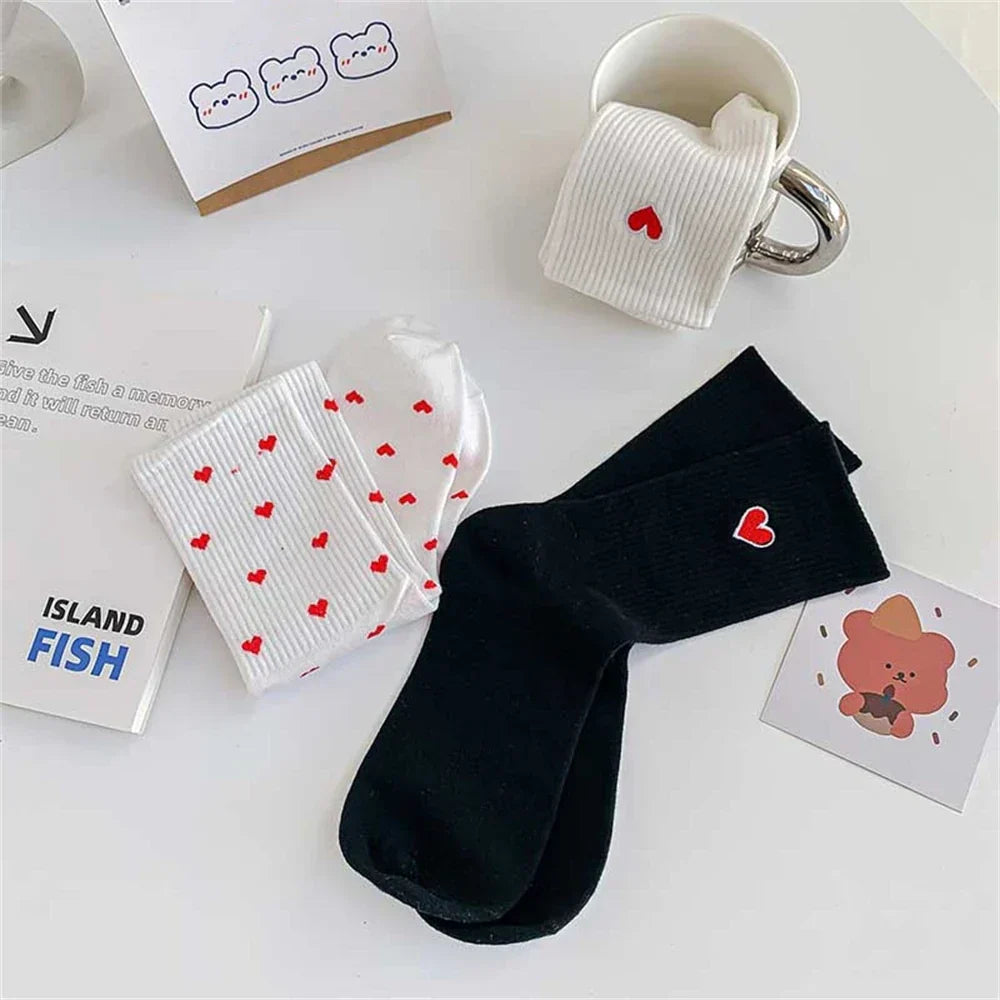 Chaussettes chaudes et confortables motif cœur, style cocooning chic