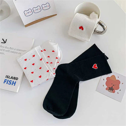 Chaussettes chaudes et confortables motif cœur, style cocooning chic