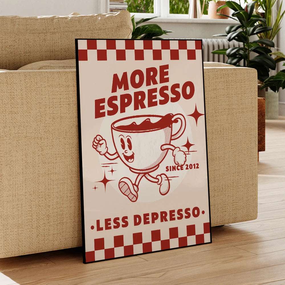 Affiche déco cuisine café – Design minimaliste et typographie vintage espresso