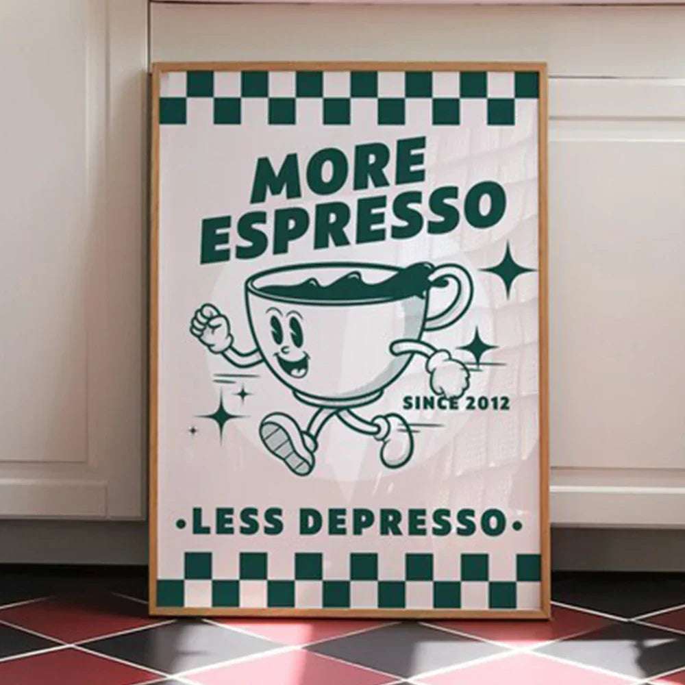 Affiche café More Espresso – Illustration tendance pour coffee lovers et barista