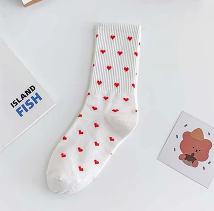 Chaussettes originales unisexe motif cœur rouge, style tendance et confortable